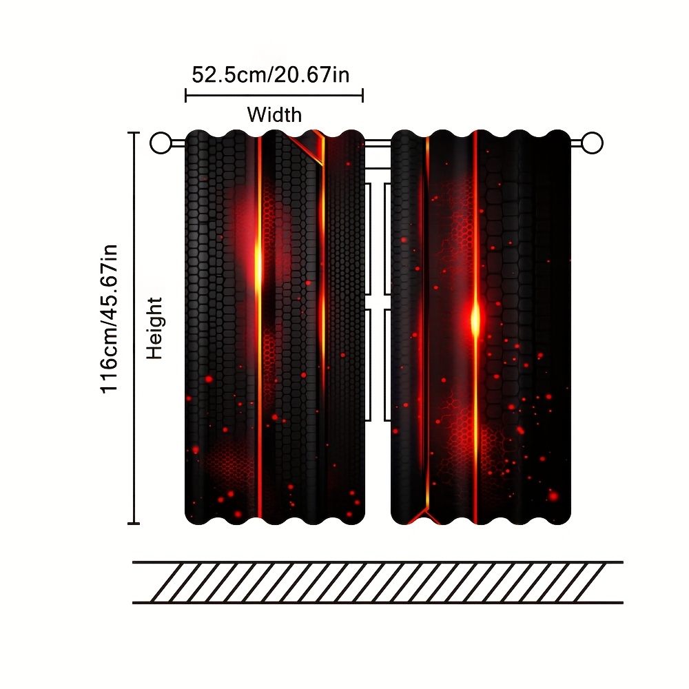 2pcs Lava Curtains Black Red C - Office And Tech 评论和价格