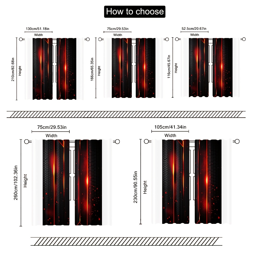 2pcs Lava Curtains Black Red C - Office And Tech 评论和价格